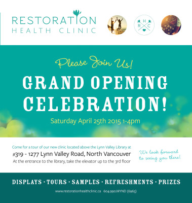 Restoration Health Clinic - Open House 25th of April - Invitation